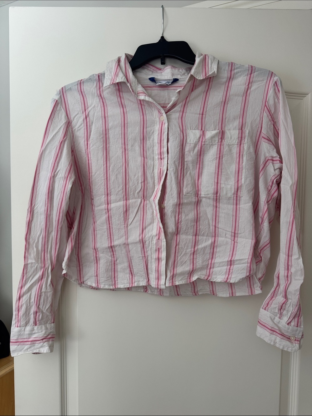 Old Navy Pink and White Striped Button-Down Shirt